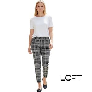 Loft Black White Plaid Striped Ankle Pants NWOT Size 8